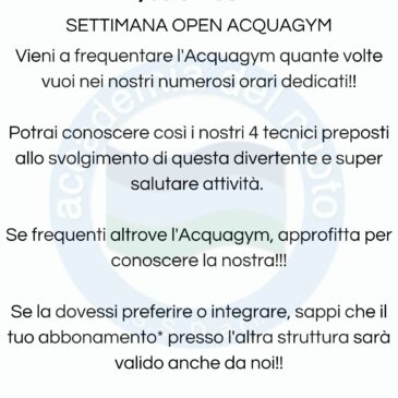 24/30 Ottobre 2022 Settimana Open Acquagym
