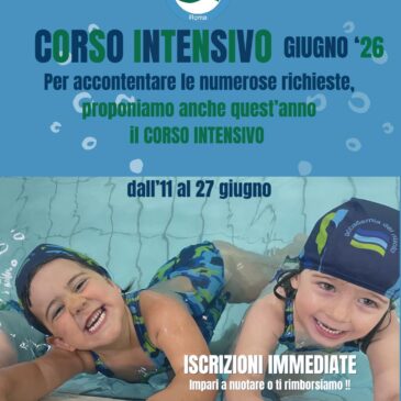 Aperte le iscrizioni per il Corso Intensivo di Nuoto dall’11 al 27 giugno 2026